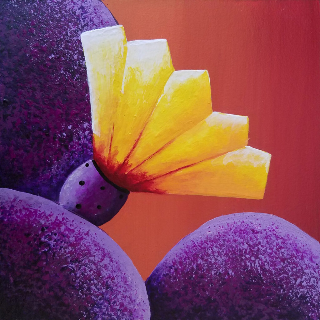 ©Barry Crisman, Prickly Pear, 6" x 6", Acrylic on Birchwood Panel