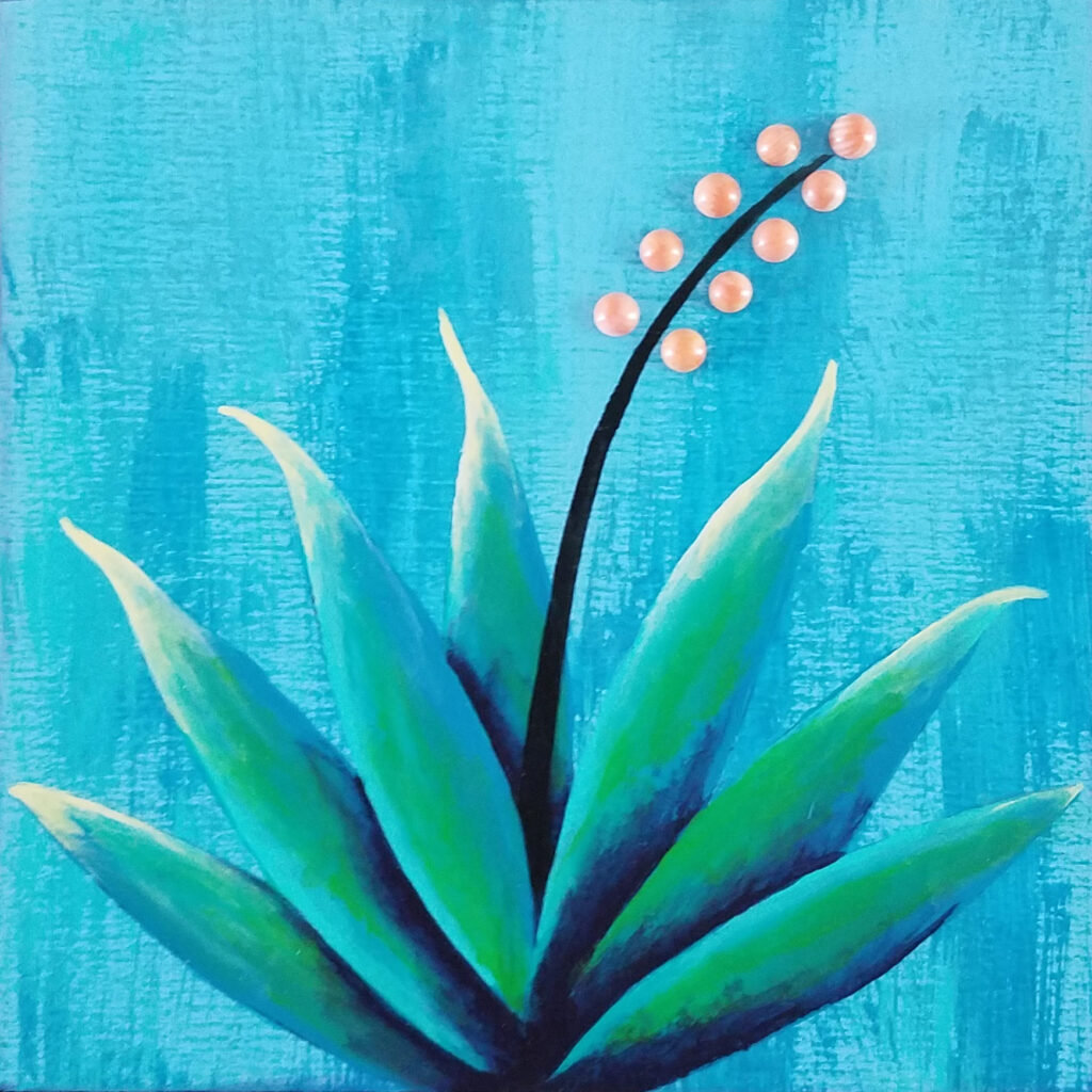 ©Barry Crisman, Agave Trio, Painted Panel with Mother of Pearl and Turquoise